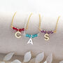 Birthstone Bar Necklace With Initial Charm, thumbnail 2 of 12