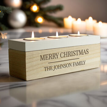 Personalised Classic Triple Tea Light Box Tealight Hold, 2 of 12