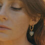 Gold Plate Chunky Hoop And Aventurine Heart Earrings, thumbnail 4 of 5