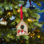 Family Bird House And Robins Christmas Decoration, thumbnail 2 of 5
