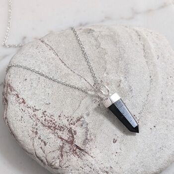 The En Pointe Black Tourmaline Necklace, Silver, 3 of 7