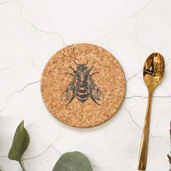 Cork Coaster, Bee Design, 2 of 3