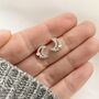 Cz Valentines Moon Earrings , I Love You, thumbnail 2 of 5