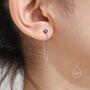 Sterling Silver Amethyst Purple Cz And Chain Ear Jacket, thumbnail 2 of 10