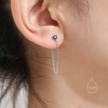 Sterling Silver Amethyst Purple Cz And Chain Ear Jacket, 2 of 10