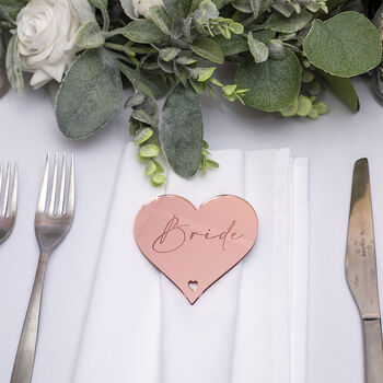 Love Heart Mirror Acrylic Wedding Place Setting Favours, 2 of 5
