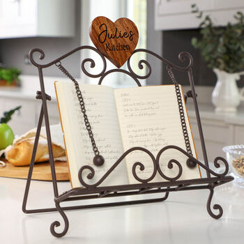 Personalised Heart Vintage Baking Cookbook Stand, 4 of 10