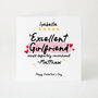 Personalised Funny Valentine’s Card For Girlfriend, Excellent Girlfriend Review Card, Custom Name Valentine Card From Him, thumbnail 1 of 4