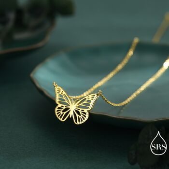 Delicate Cut Out Butterfly Pendant Necklace In Sterling Silver, 5 of 12