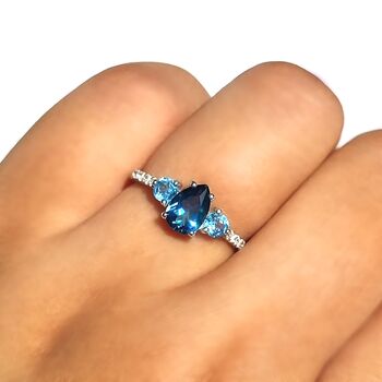 London Blue And Swiss Blue Topaz Ring Sterling Silver, 4 of 9