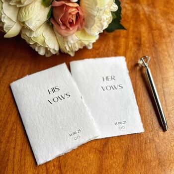 Vow Books Personalised Wedding Vow Cards Cotton Paper, 6 of 6