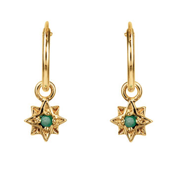 Guiding North Star Emerald Mini Hoops Silver, 3 of 8