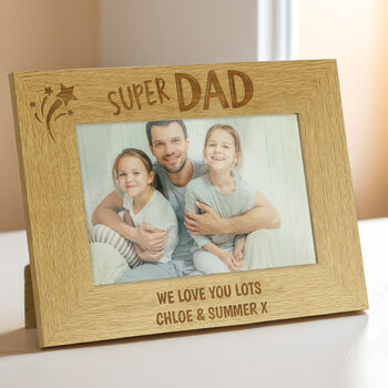 Personalised Super Dad 6x4 Landscape Wooden Photo Frame, 3 of 5