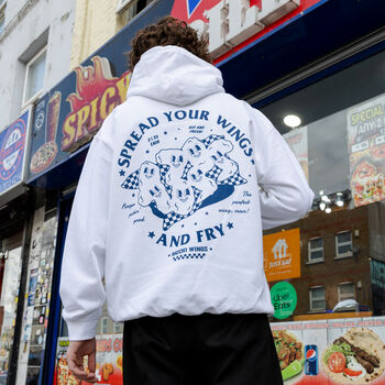 Spread Your Wings Unisex Fried Chicken Hoodie In White, 2 of 7
