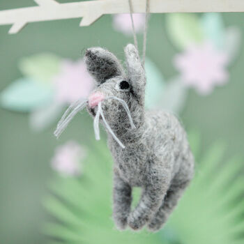 Personalised Felt Grey Bunny Decoration, 2 of 4