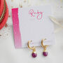 Ruby July Birthstone Hoop Earrings, thumbnail 2 of 10