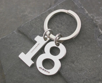 Sterling Silver Number Key Ring, 2 of 8