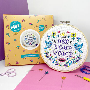 'Use Your Voice' Cross Stitch Kit, 2 of 5