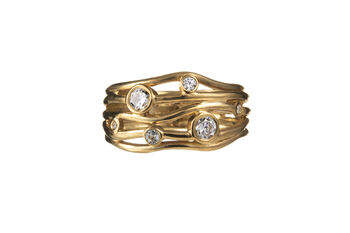 Gold And Diamond Ripple Ring, 3 of 4