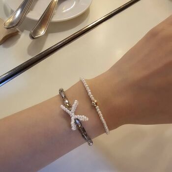 Handmade Pearl Bow Beaded Bracelet, 2 of 4