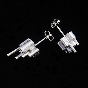 Contemporary Silver Studs | Metropolis Earrings, 3 of 7