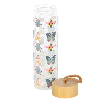 Floral Bug Print Glass Water Bottle, 2 of 4