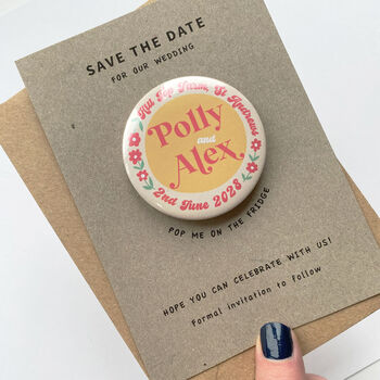 Save The Date Retro Ditsy Floral Wedding Magnet, 3 of 7