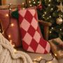 Personalised Pink And Red Harlequin Stocking, thumbnail 1 of 4
