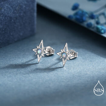North Star Opal Stud Earrings In Sterling Silver, 4 of 12