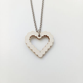 Bubble Heart Wooden Necklace White Sustainable Eco Gift, 2 of 7