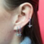 Camilla Silver Blue Cross Huggie Earrings, thumbnail 2 of 2