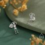 Sterling Silver Skeleton Stud Earrings, thumbnail 4 of 12