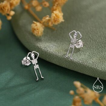 Sterling Silver Skeleton Stud Earrings, 4 of 12