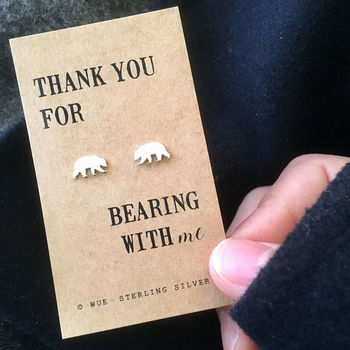 Thank You Bear Earrings In Sterling Silver, 8 of 9