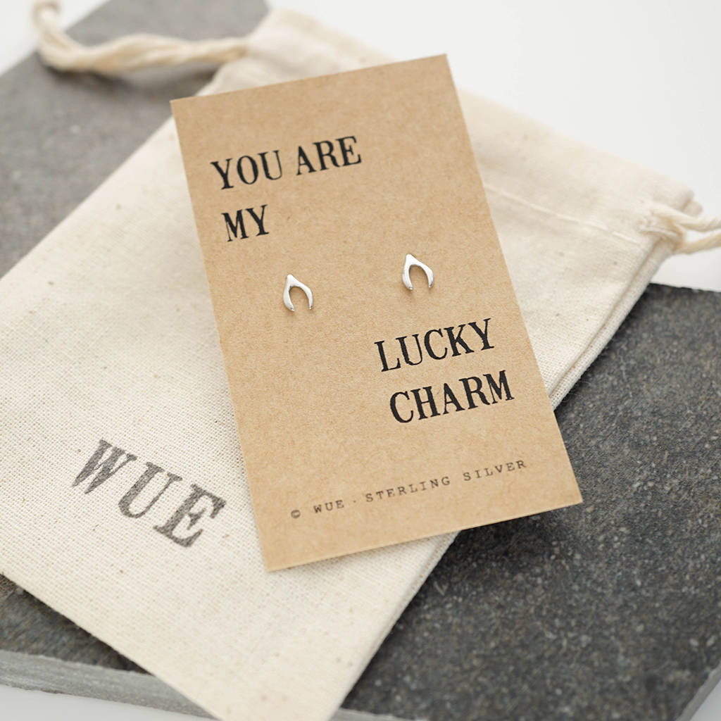 Lucky Charm Wishbone Earrings By Wue