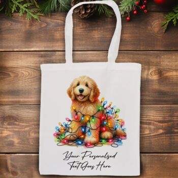 Personalised Golden Doodle In Christmas Lights, 10 of 10