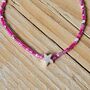 Seed Bead Bracelet In Pink With Star Charm, thumbnail 2 of 3