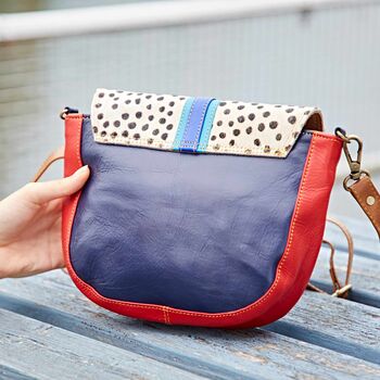 Seema Multicoloured Recycled Leather Crossbody Bag, 4 of 5