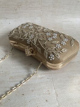 Handcrafted Raw Silk Gold Clutch Bag, 7 of 8