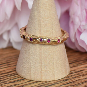 Fair Mined Gold Eternity Ring Set With Rubies, 2 of 7