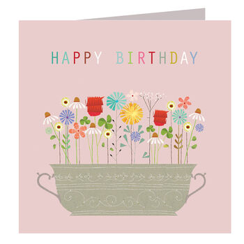 Floral Calamine Pink Birthday Card, 2 of 5