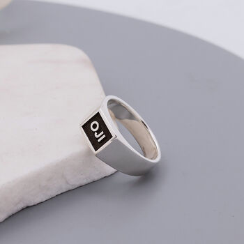 Custom Engraved Square Silver Signet Ring, 7 of 12