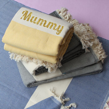 Personalised Chevron Cotton Blanket, Gift For Fathers, 3 of 10