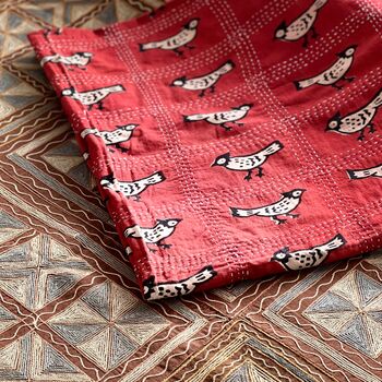 Red Hand Block Print Indian Bedspread, 2 of 2