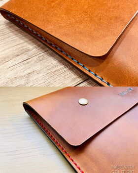 Personalised A4 Tan Leather Documents Folder, 10 of 11