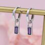 Amethyst Purple Baguette Cz Huggie Hoop Earrings, thumbnail 3 of 12