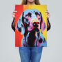 Winning Weimaraner Neon Pet Portrait Wall Art Print, thumbnail 2 of 6