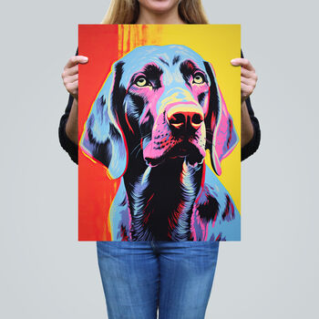Winning Weimaraner Neon Pet Portrait Wall Art Print, 2 of 6