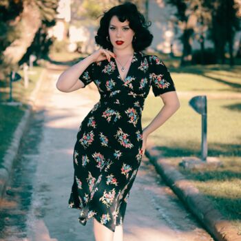 Dolores Dress In Daisy Print Vintage 1940s Style, 3 of 3