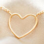 Gold Plated Figaro Chain And Heart Outline Necklace, thumbnail 2 of 5
